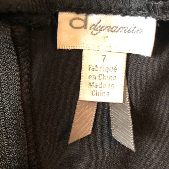 Dynamite cocktail dress black satin look zig zag stitching empire waist - Picture 5 of 9